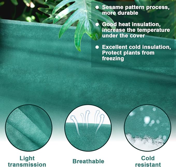 NNG 10x10ft Plant Covers Freeze Protection Frost Blankets 1.35oz/yd² Non-Woven Fabric Floating Row Cover Plant Blanket Protector Garden Winterize for Winter Outdoor Plants,Vegetables