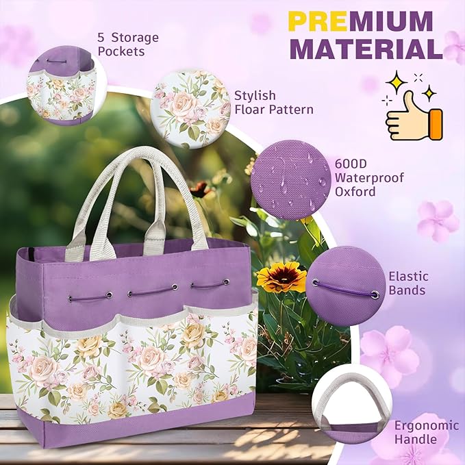 22Pcs Gardening Tools Set for Women Heavy Duty Garden Hand Tool Kit Gifts for Mom Gardener Beginner Gardening Accessories with Large Tote Bag/Shovel/Repotting Mat/Plant Labels/Gloves