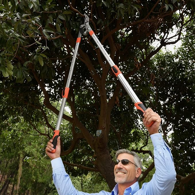 THANOS B1102 Extendable Anvil Loppers Tree Trimmer with Compound Action,Chops Thick Branch Ease,27-41''Telescopic Heavy Duty Branch Cutter,2 inch Clean Cut Capacity