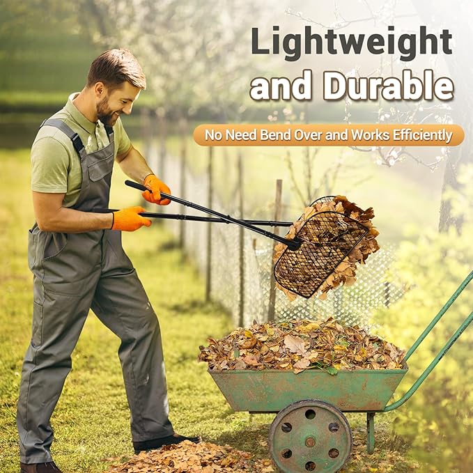 CAROD Leaf Grabber Rake with Long Handle, Lightweight Metal Leaves Rakes, Leaf Collector for Gardening, Leaf and Grass Picker Upper, Efficient and Labor-Saving Yard Rake Leaf Grabber No Bending Over
