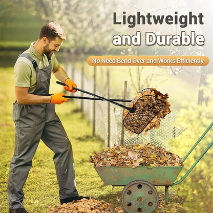 CAROD Leaf Grabber Rake with Long Handle, Lightweight Metal Leaves Rakes, Leaf Collector for Gardening, Leaf and Grass Picker Upper, Efficient and Labor-Saving Yard Rake Leaf Grabber No Bending Over