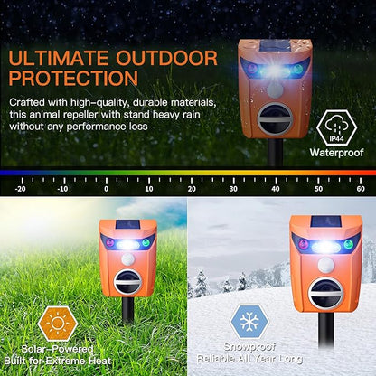 X-PEST 2 Packs Solar Animal Repeller Outdoor Ultrasonic Dog Squirrel Repeller Deterrent with LED Flashing Light Waterproof Deer Repellent Devices for Yard Lawn Farm Garden