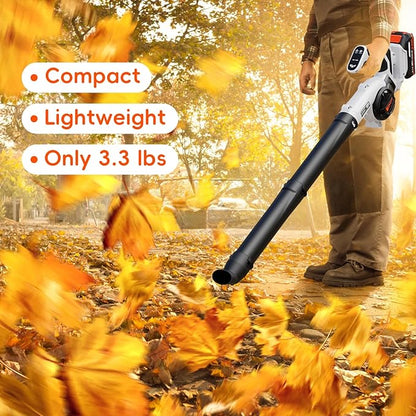 Leaf Blower Cordless-20V Mini Leaf Blowers with 2x2.0Ah Battery and Charger,3 Blowing Nozzles & 3 Speed Mode 160MPH,Battery Powered Leaf Blowers for Lawn Care,Patio,Yard,Dust