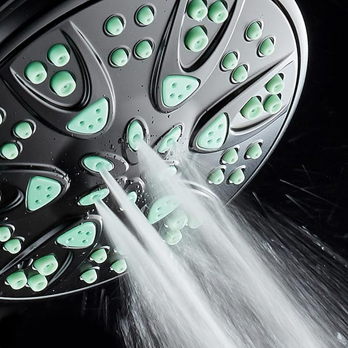 AquaDance Antimicrobial – Anti-Clog High-Pressure 6-Setting Hand Shower with Microban Nozzle Protection from Growth of Mold, Mildew & Bacteria for Stronger Shower! 3 Jet Color Choices – 4" Coral Green