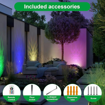 Halloween Christmas Outdoor Spot Lights Black Light Projector, 12W IP65 Waterproof LED Spotlight Outdoor Landscape Lighting with 16 Color Changing for Yard Garden Decorations(2Pack)