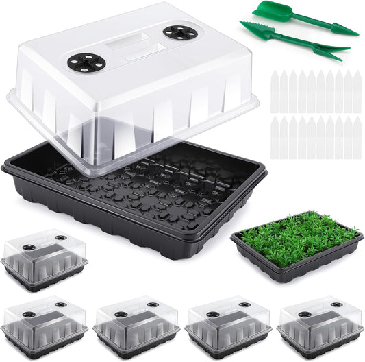 Seed Starter Tray, Seedling Starter Trays for Starting Plant Seeds, Indoor Gardening Plant Germination Trays, Black, 6PCS