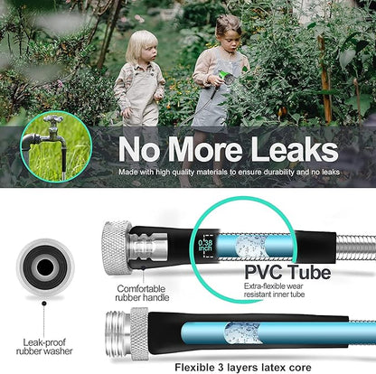 SPECILITE 25ft 304 Stainless Steel Garden Hose Metal, Heavy Duty Water Pipe with Nozzles for Yard, Outdoor - Flexible, Never Kink & Tangle, Puncture Resistant (Sliver)