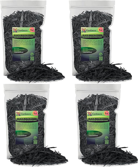 Gardenera Organic Black Mulch - Provide Natural Nutrients for Strong and Resilient Plants - 20 QUARTS