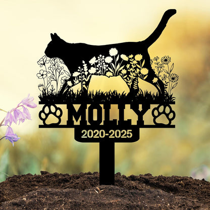 Custom Cat Grave Marker Outdoor, Personalized Pet Headstone for Garden or Cemetery Use, Pet Grave Markers Cat Memorial Stone in Sizes
