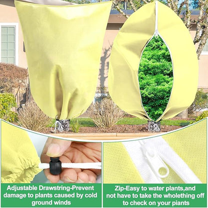 Plant Covers for Winter Tree Covers Freeze Protection, 78.7" X 94.4" Large Frost Blankets for Outdoor Plants with Zipper Drawstring, Fig Tree Plant Jacket Covers Cold Weather Protection Bags