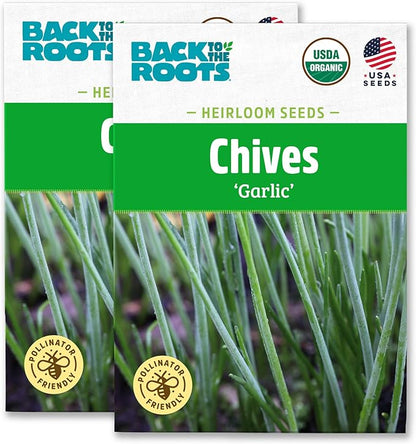 Back to The Roots 100% Organic Heirloom Seeds - Chives Value Pack (280mg Total)