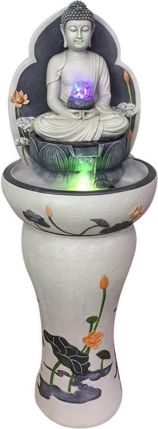 Outdoor Water Fountain Outside, Garden Fountain, Buddha Statue Outdoor/Indoor for Home, Buddha Decor & Gifts, Buddah, Buda, Budda, Buddhas, Chinese Decor & Gifts, Feng Shui (B)
