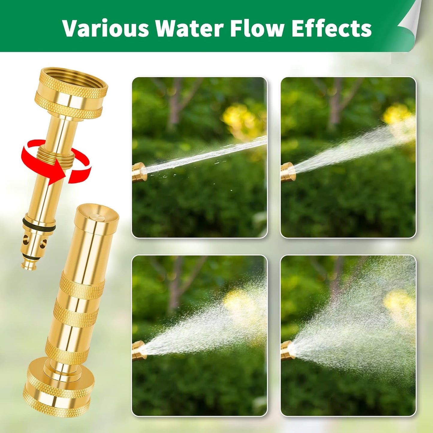 AUTOMAN Brass Hose Nozzle – High Pressure Jet Nozzles 4 Pack, Heavy Duty Sprayer for Garden Hoses, Adjustable Spray Gun,Solid Twist Water Hose Nozzle for Patio, Lawn, Car Wash, Extra 12 Rubber Washers