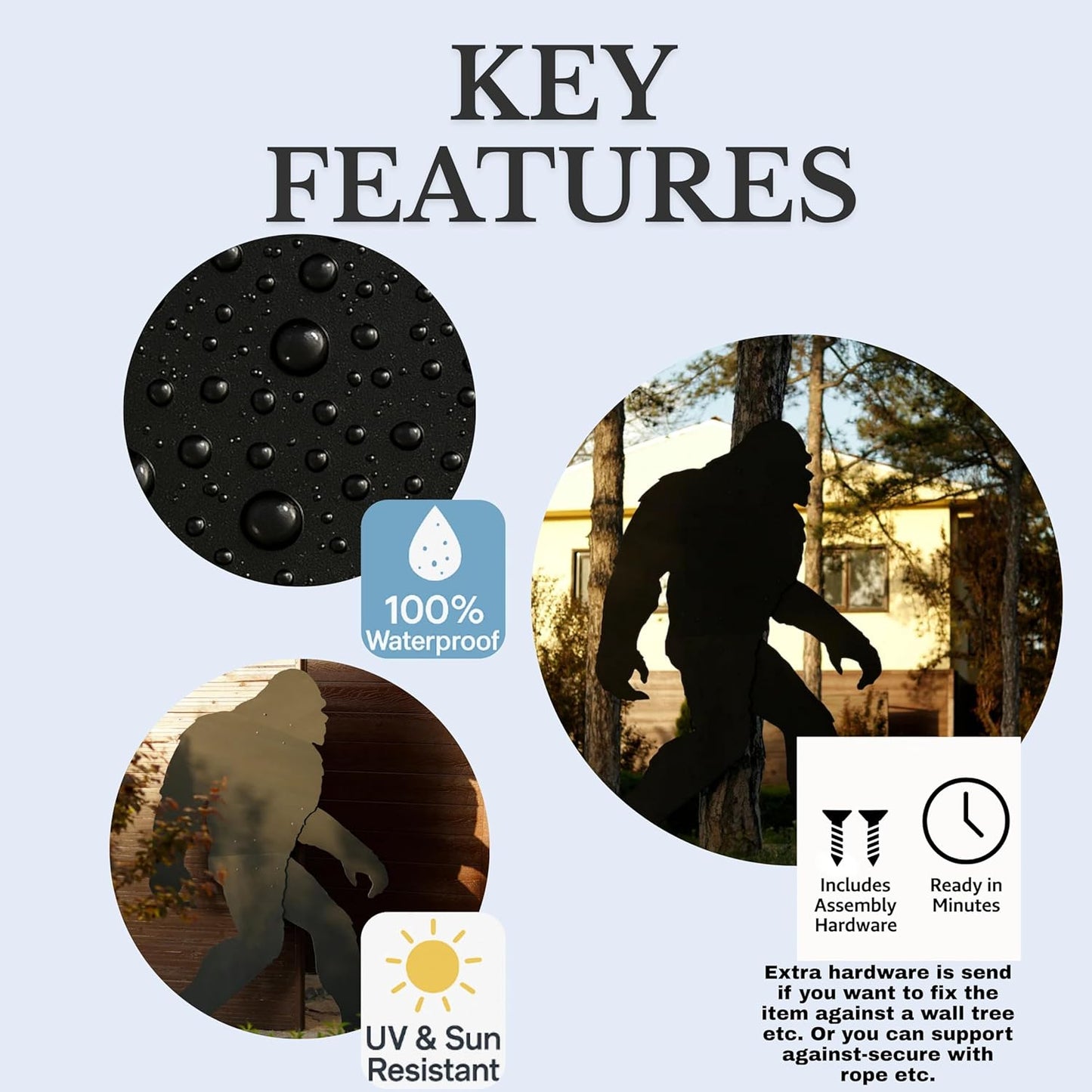 Giant 7 Foot Bigfoot Yard Decoration – All-Weather Durable PVC Sasquatch Silhouette | Outdoor Lawn & Garden Sculpture, Rustic Patio & Cabin Decor