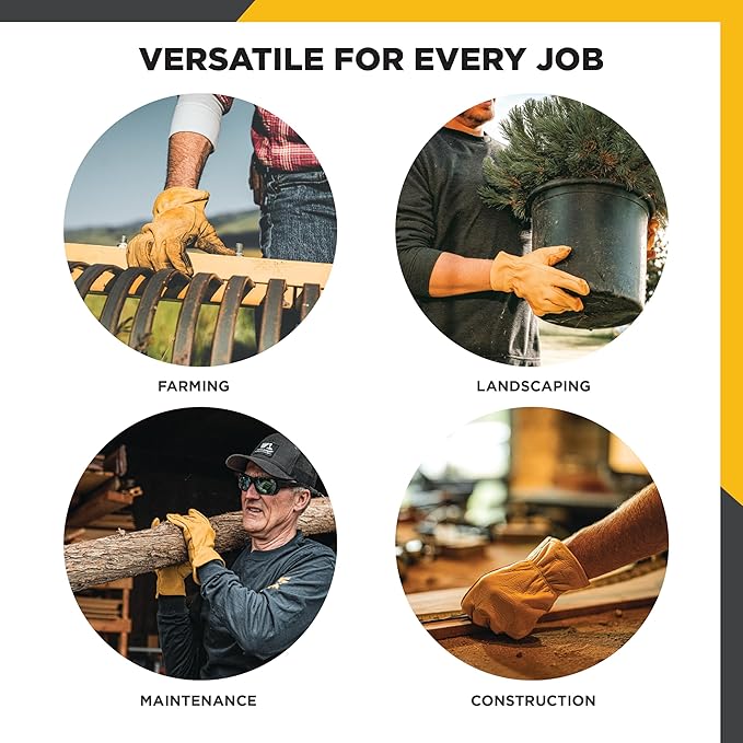 Wells Lamont Leather Work Gloves for Men – Grain Cowhide, Reinforced Palm – Ideal for Construction, Farming, Ranching – Ergonomic Fit, Keystone Thumb, Elasticized Wrist – Saddletan, X-Large (1129XL)