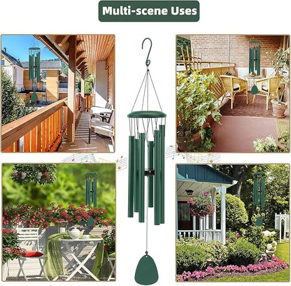 Aluminium Wind Chimes 26 Inches to Create a Zen Atmosphere Suitable for Outdoor, Garden, Patio Decoration. Classic Green Wind Chimes with Wind Catcher Suitable as A Gift for Unisex