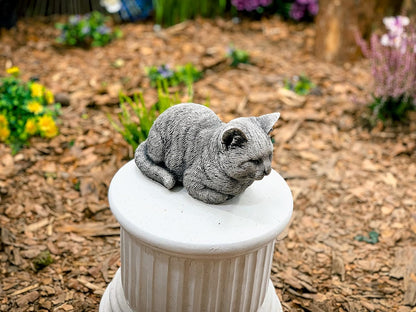 OLOMA Little KITTY19 lb. Cat Statue, Concrete Pet Statues, Concrete Statues of Cats, Garden Cats, Animal Memorial Marker, Painted Kitten Nappy Cat Statue Kitty Figurine, Gray