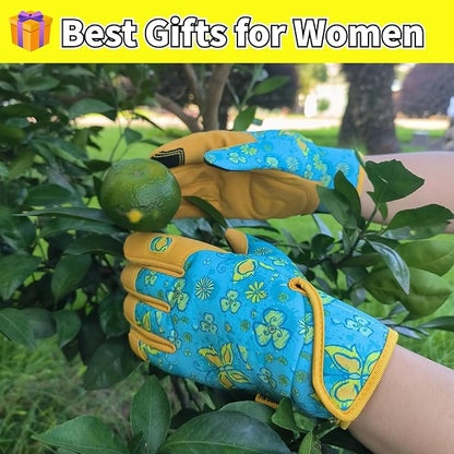 Thorn Proof&Puncture Resistant Gardening Gloves with Grip,Garden Gloves for Women, Leather Work Gloves,Gifts