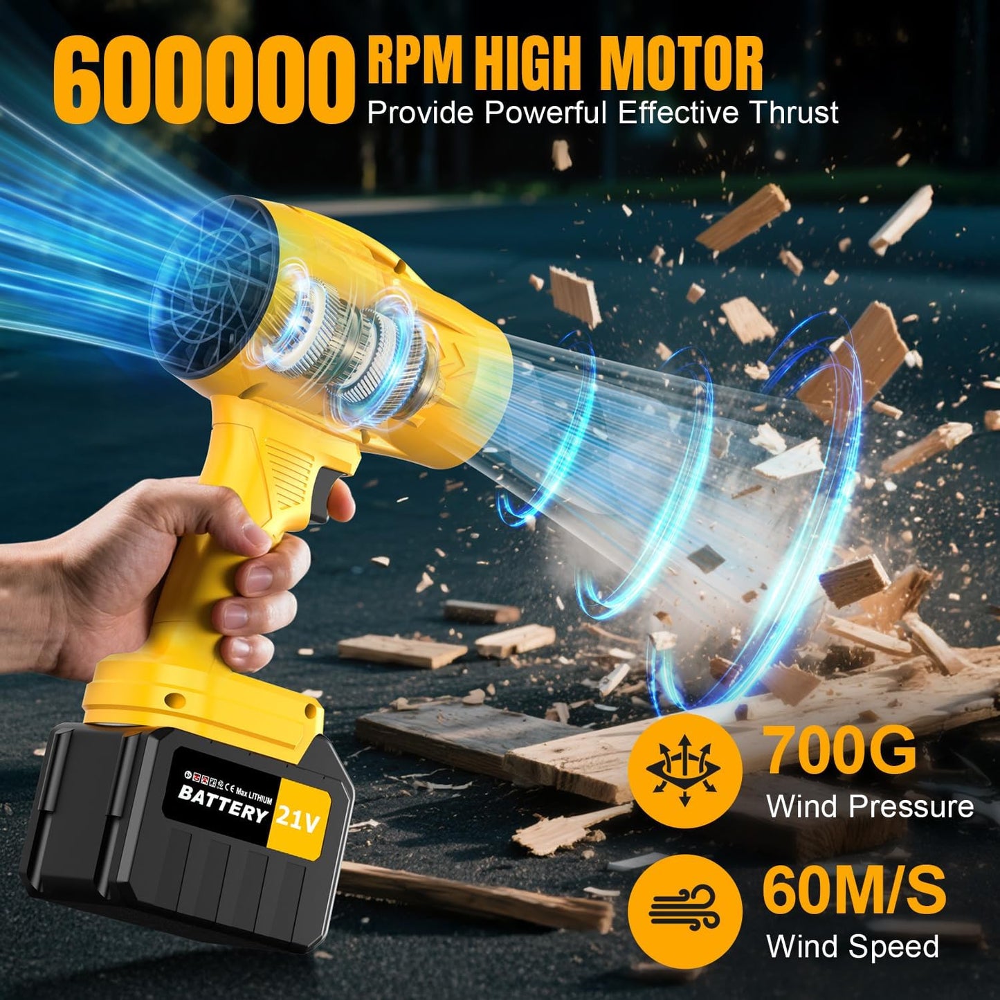 Handheld Leaf Blower 600000RPM, Mini Leaf Blower Cordless 2 x 6.0Ah Batteries, Blower for Lawn Care with Adjustable Speed, Lightweight Leaf Blowers for Patio Car Cleaning, Leaves, Dust