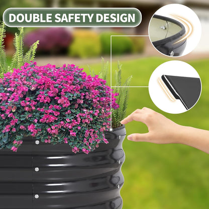 1MORE Galvanized Raised Garden Bed- Planter Garden Boxes Outdoor, Raised Beds for Gardening, 4x2x1ft Metal Garden Bed Kit for Vegetables Flower, Planter Raised Beds with Tools.Gray-2pack