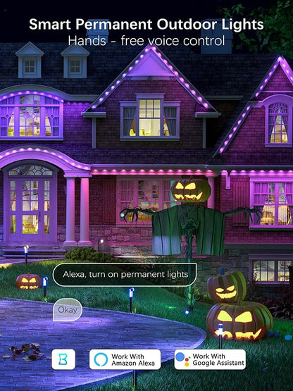 Brizled Essential Smart Permanent Lights, 150ft 90 LED RGB Permanent Outdoor Lights Work with Alexa & Google, APP Control Smart Christmas Light IP67 Waterproof Outdoor Eave Light for Xmas Halloween