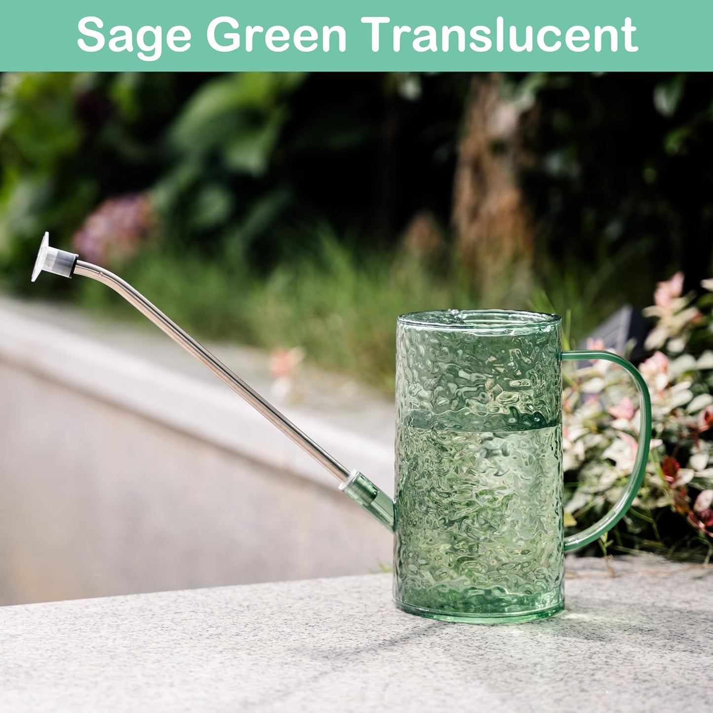 Small Watering Can for Indoor Plants - 34oz Leakproof Lightweight Pot with Long Spout & Bonus Shower Head, Indoor Watering Can for House Plants in Sage Green