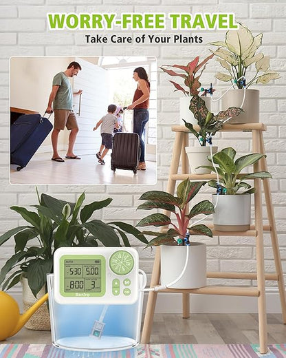 Greennote Automatic Watering System for Indoor Plants - DIY Quick-Connect Kit with Stabilized Flow Emitters, 15 Potted Houseplants Support, Effortless Setup