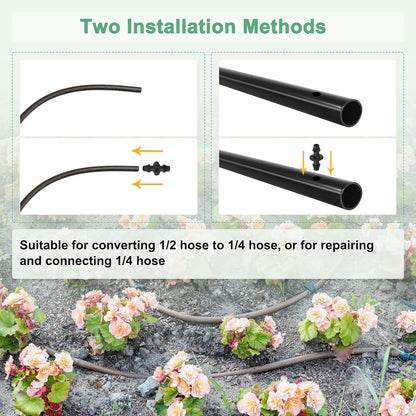 25-Pack Drip Irrigation Barbed Fittings, for 1/4 Inch Tubing Connector Plastic Coupling Irrigation Parts for Garden/Greenhouse/Aquarium/Flower Pot, Drip Pipe Accessories