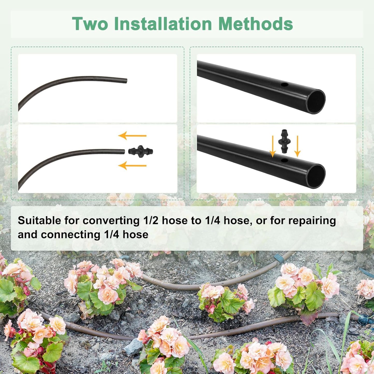 50-Pack Drip Irrigation Barbed Fittings, for 1/4 Inch Tubing Connector Plastic Coupling Irrigation Parts for Garden/Greenhouse/Aquarium/Flower Pot, Drip Pipe Accessories