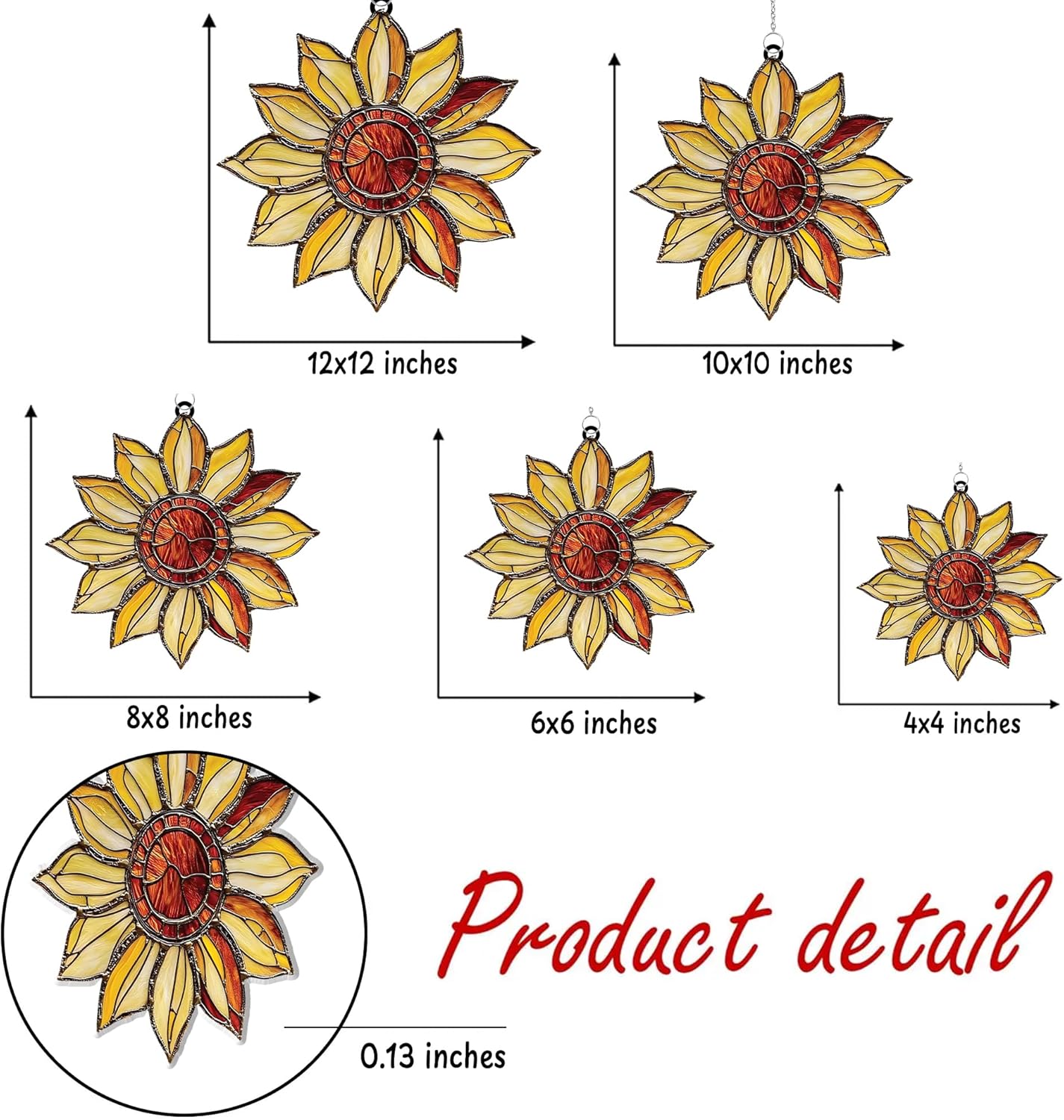 Radiant Sunflower Acrylic Suncatcher Stained Glass Effect Window Car Hanging Christmas Ornament Indoor Outdoor Decor Garden Sun Catcher Panel for Sunflower Lover for Women Mom Grandma
