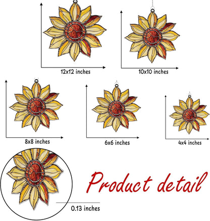 Radiant Sunflower Acrylic Suncatcher Stained Glass Effect Window Car Hanging Christmas Ornament Indoor Outdoor Decor Garden Sun Catcher Panel for Sunflower Lover for Women Mom Grandma