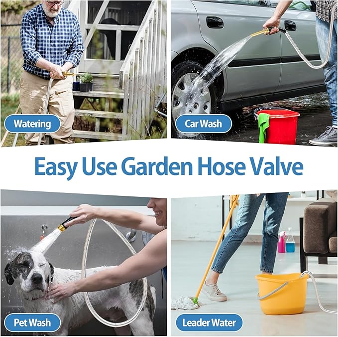 SPECILITE 50 ft 304 Stainless Steel Garden Hose Metal Heavy Duty Water Hose, Flexible Water Hose Pipe with 3/4" Solid Brass Connectors, No-Expandable Garden Hoses with Rubber Grip for Yard, Outdoor