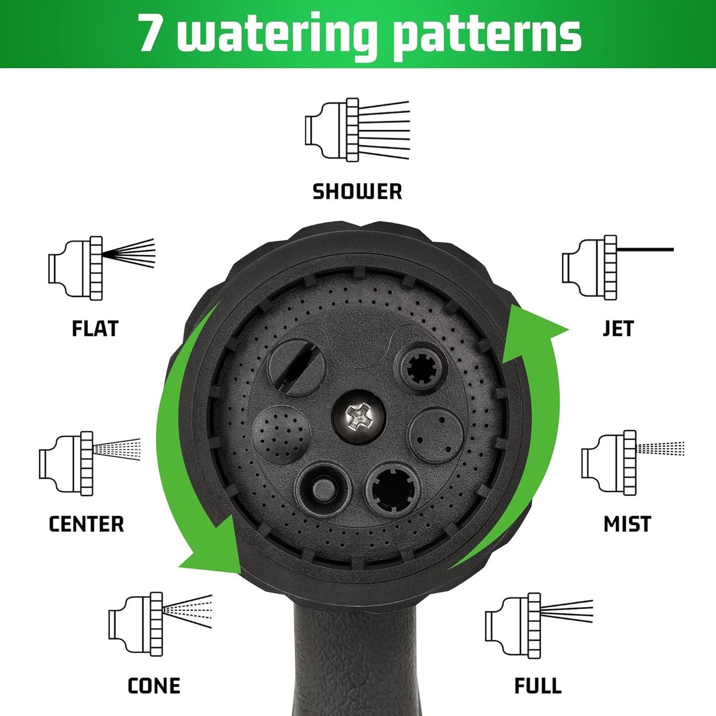 NEXCOVER Hose Nozzle 4PK, Garden Hose Nozzle with 7 Adjustable Watering Patterns, ABS Hose Nozzle Sprayer, Non-Slip Water Spray Nozzle for Watering Plants & Lawns, Cleaning, Washing Pets & Cars