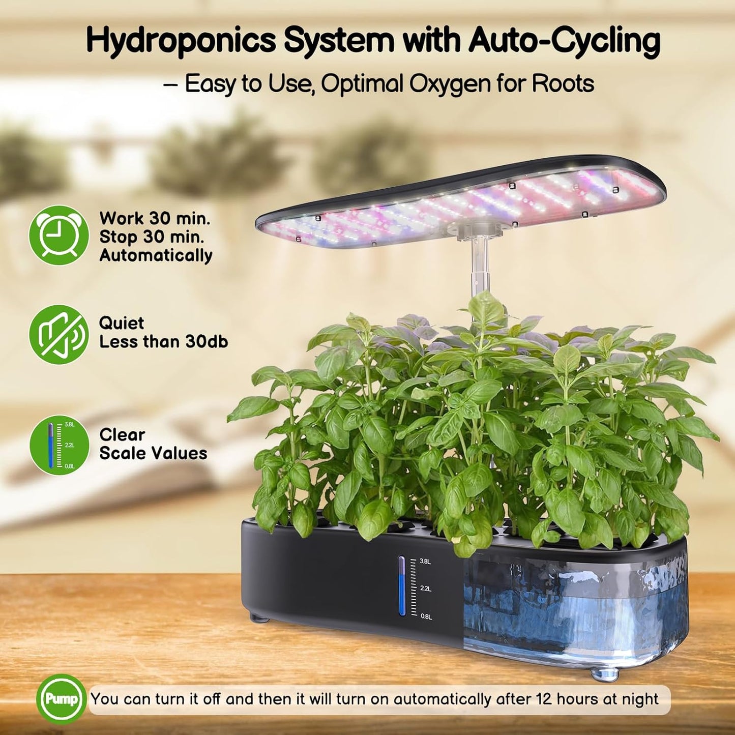 Hydroponics Growing System Kit - 12 Pods Indoor Herb Garden with LED Grow Light, Auto Timer, Adjustable Height up to 17" - Ideal for Home, Birthday & Mother's Day Gifts for Women