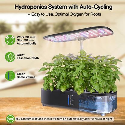 Hydroponics Growing System Kit - 12 Pods Indoor Herb Garden with LED Grow Light, Auto Timer, Adjustable Height up to 17" - Ideal for Home, Birthday & Mother's Day Gifts for Women