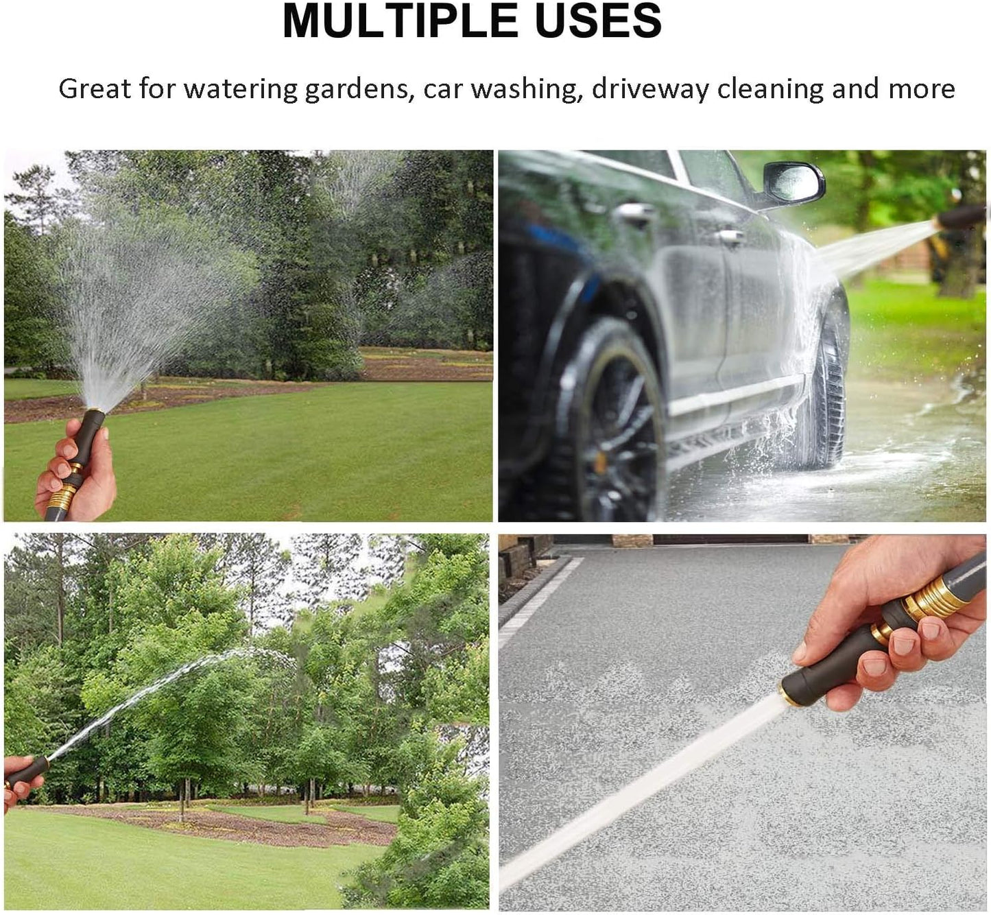 Brass Hose Nozzle, Adjustable Twist hose Sprayer, Jet Sweeper Nozzle for Hand Watering Plants and Lawn, Car Washing, Patio and Pet