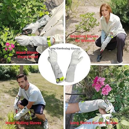 Gardening Gloves for Women/Men,Rose Pruning Long Leather Garden Gloves Thorn Proof