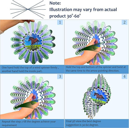 Animated Horse Wind Spinner | 3D Kinetic Hanging Wind Spinners & Sculptures, Garden Decoration Yard Ornament Outdoor Décor, Memorial Gift for Horse Lover, Men & Women