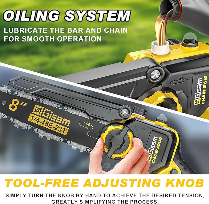 2-in-1 Electric Pole Saws for Tree Trimming,8" Mini Chainsaw Cordless with Extension Pole, 1000W Brushless Motor,Auto Oiling,15.58 FT Max Reach Extension Pole for Outdoors Pruning with 2×Batteries