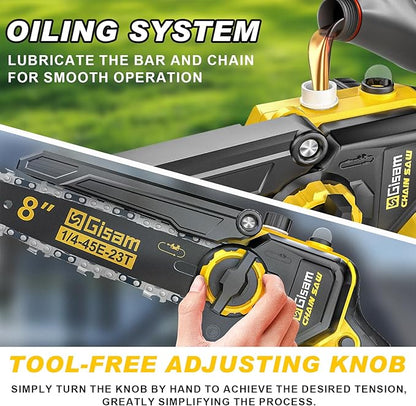 2-in-1 Electric Pole Saws for Tree Trimming,8" Mini Chainsaw Cordless with Extension Pole, 1000W Brushless Motor,Auto Oiling,15.58 FT Max Reach Extension Pole for Outdoors Pruning with 2×Batteries