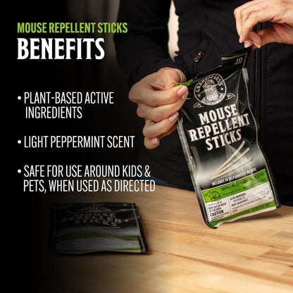 Grandpa Gus's Mouse Repellent Bundle: 10 Pouches & 10 Sticks for Natural, Non-Toxic Rodent Defense in Home & Garage. Safe for Kids & Pets with Effective, Long-Lasting Protection Against Mice
