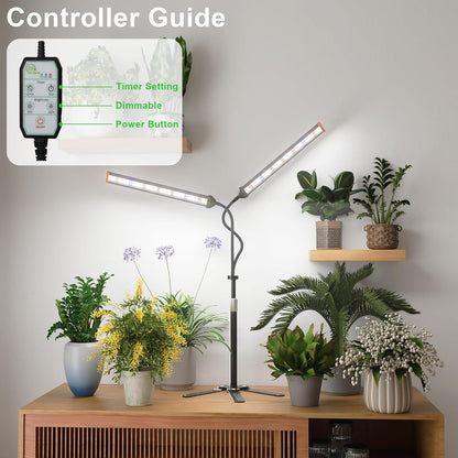 GooingTop Grow Light for Indoor Plants,5000K Full Spectrum Growing Plant Lamp with White Red Blue LED for Pots Succulents Seed Starting,Height Adjustable 10-32'' with Optional Dimming & Timer