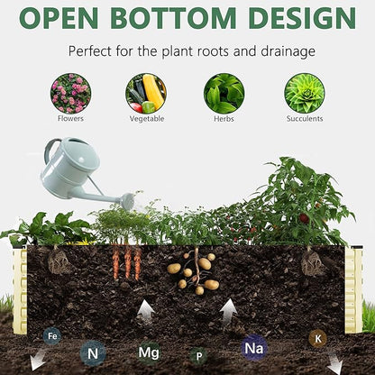 FOOWIN 4pcs 6x3x2ft Galvanized Raised Garden Bed, Planter Raised Garden Boxes Outdoor, Large Metal Raised Beds for Gardening, Garden Bed for Vegetables, Flowers, Herb,269 Gallon Capacity, Cream Yellow