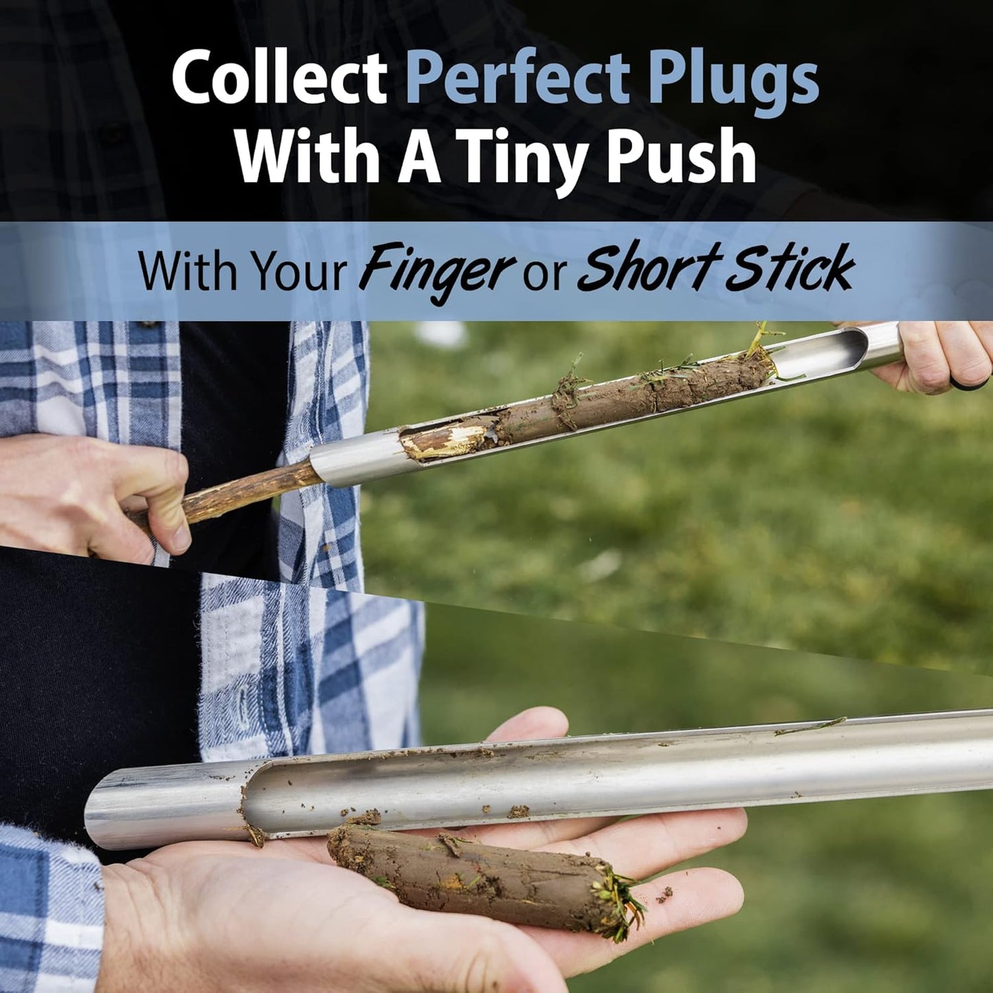 Soil Probe with Small Soil Sampler Bags. 20" Soil Sample Probe Rod. Patent Pending Ground Probe Design for Tidy Strata in Soil Test Sampling.