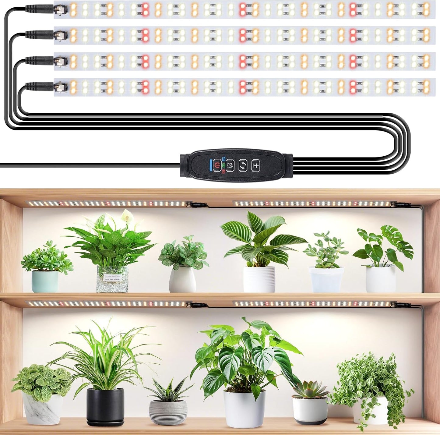 LBW Grow Light for Indoor Plants Full Spectrum, Plant Lights for Indoor Growing with 10 Brightness Levels & Timer 4/8/12 Hours, 240 LED Grow Lights Strip for Plant Growing, 1 Pack