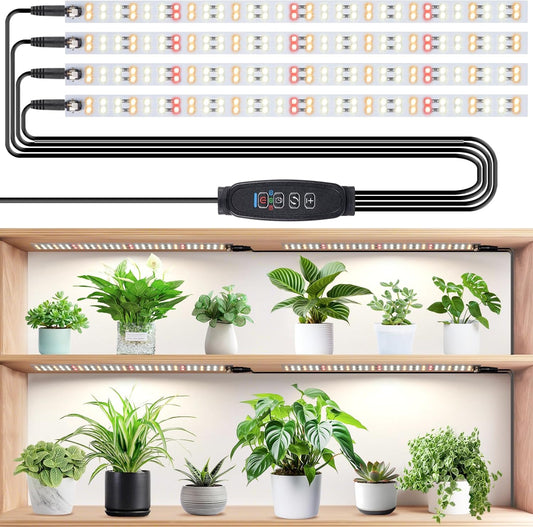 LBW Grow Light for Indoor Plants Full Spectrum, Plant Lights for Indoor Growing with 10 Brightness Levels & Timer 4/8/12 Hours, 240 LED Grow Lights Strip for Plant Growing, 1 Pack