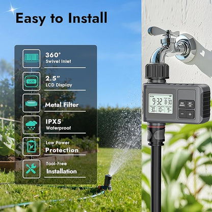 Insoma Water Timer, 1 Zone Outdoor Hose Timer for Garden Faucet with Auto/Manual/Rain Delay Mode, Sprinkler Irrigation Timers for Yard Lawn