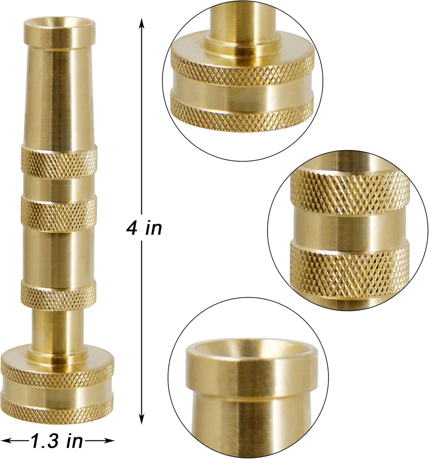 Triumpeek Solid Brass Hose Nozzle, 2 Pack 4" Heavy Duty Brass Garden Hose Nozzle with 10 Rubber Washers