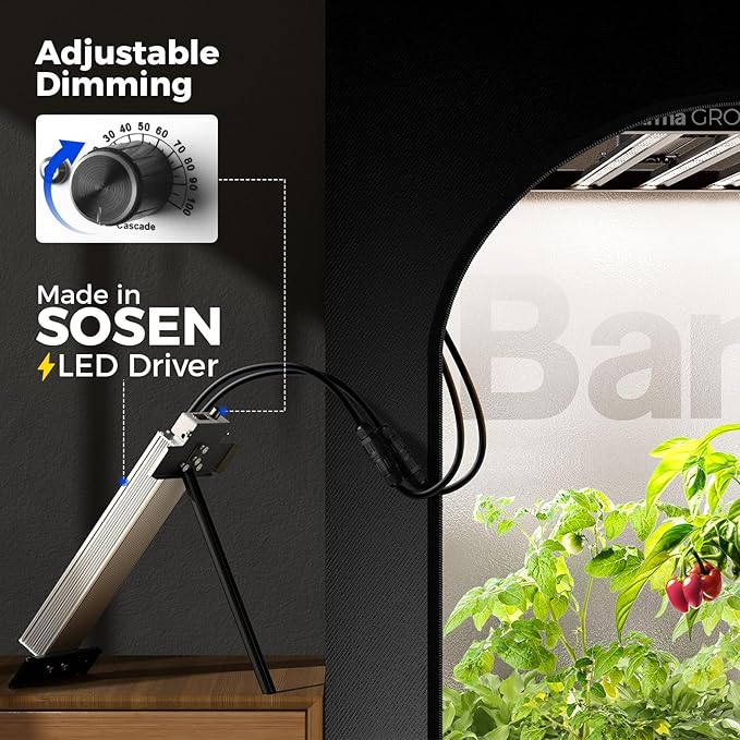 Barrina GrowForce BG10 1000W Full Spectrum with Dual Blue & FIR, High PPFD, 4 x 4/5 x 5 Grow Lights for Indoor Plants, Dimmable, Hanging, Light and Bracket Combined, Growing in Grow Tent