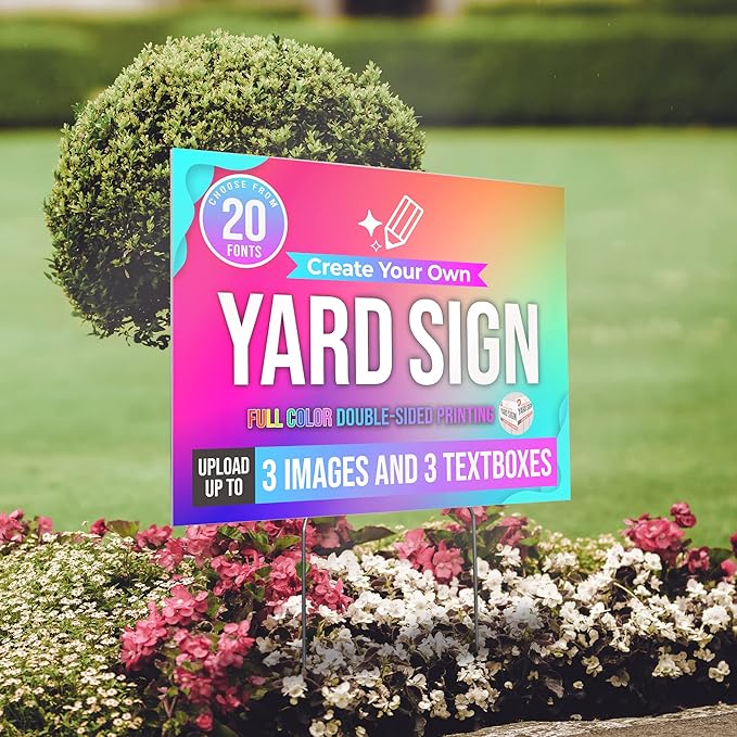 24x18" Double Sided Custom Yard Sign with Metal Stakes, Personalized Full Color Corrugated Yard Sign for Outdoors, Front and Back Custom Printed Personalized Lawn Signs (Design 5)